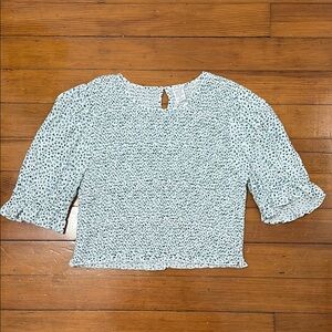 Smocked Floral Print Women's Top with Puff Sleeves